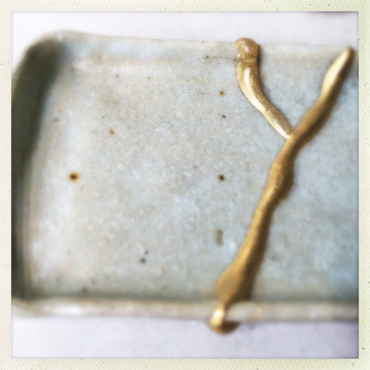 Green Tea Long Kintsugi Dish