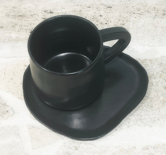 Black Cup & Plate Set